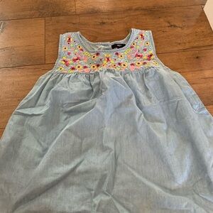 Gap kids embroidered flower denim tank top